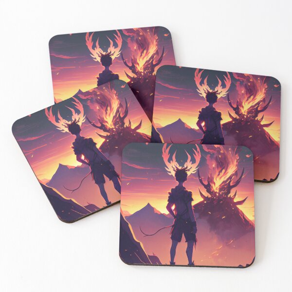 Item preview, Demon boy with deer horns against Volcano eruption designed and sold by krazybookz.