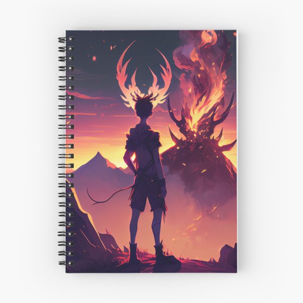 Item preview, Demon boy with deer horns against Volcano eruption designed and sold by krazybookz.