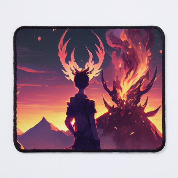 Item preview, Demon boy with deer horns against Volcano eruption designed and sold by krazybookz.