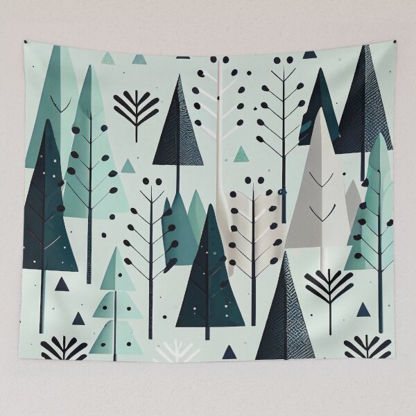 Item preview, Flat Festive Cartoon Winter Tree Pattern Digital Painting designed and sold by CodeAndColors.