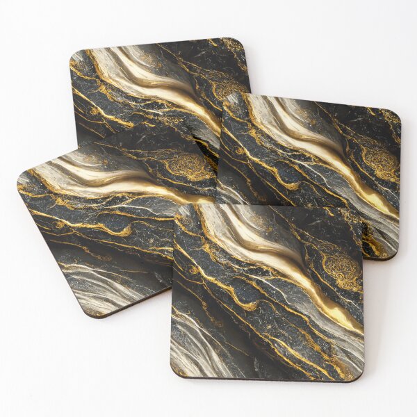 Item preview, Luxury Aqua Liquid Black And Gold  Paint Marble Texture designed and sold by MysticMarble.