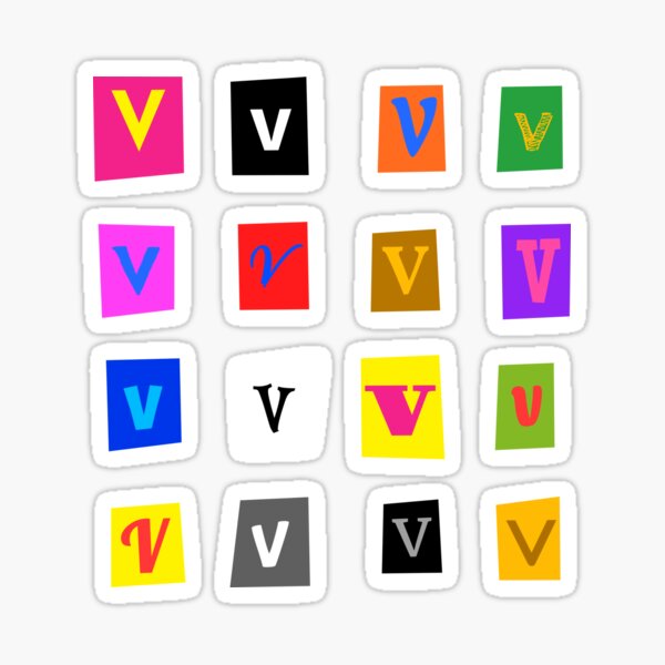Vista previa del artículo con la obra «Juego de letras V recortadas de revista», diseñado y vendido por Words-Artist.