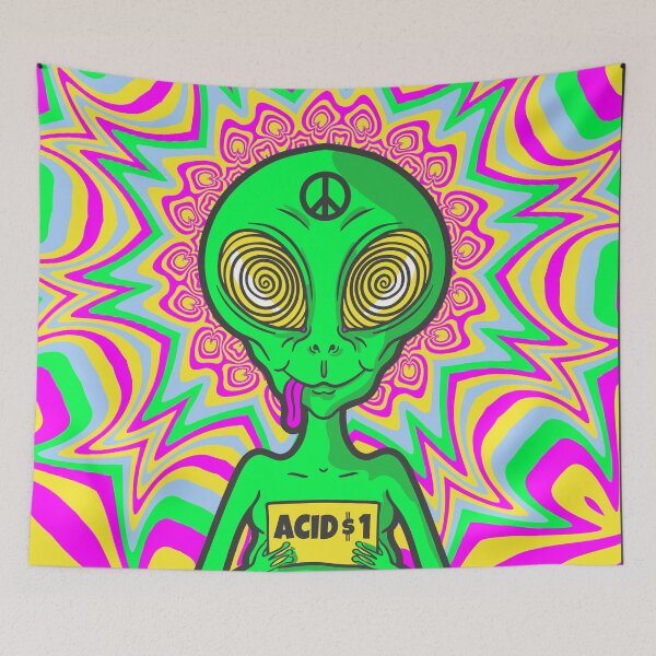 Item preview, alien with hypono eyes psychedelic illustration acid 1 dollar	 designed and sold by ShamanskaKate.