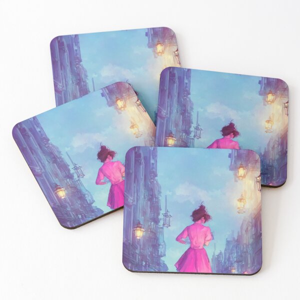 Item preview, Abstract Pink Girl in a City of Lanterns designed and sold by arcanemuse.