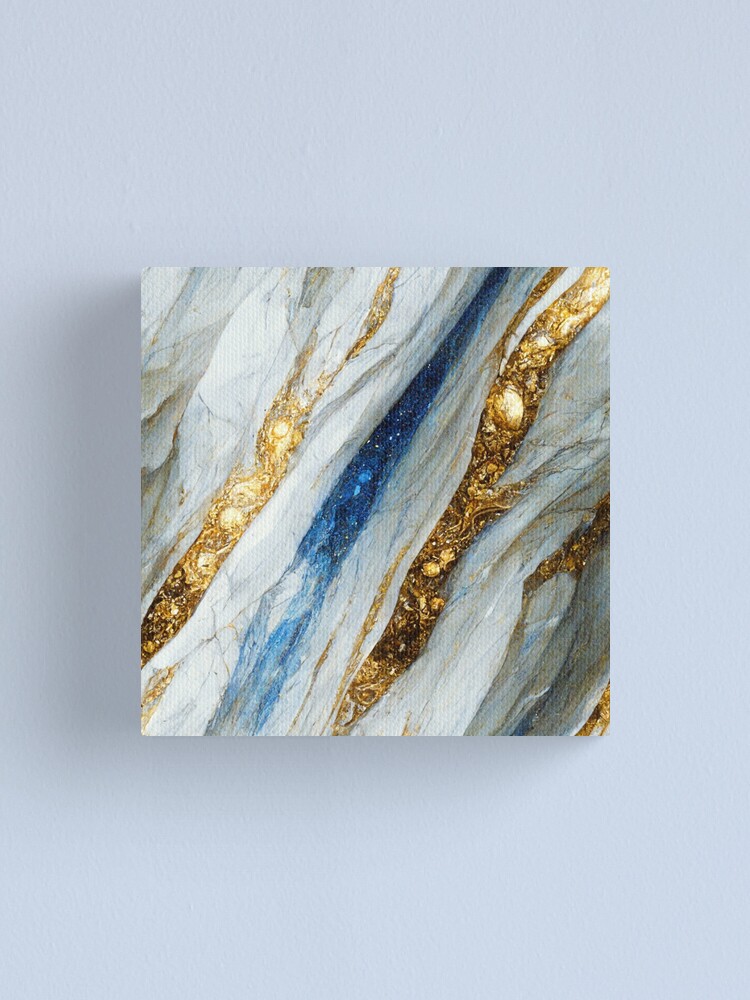 Aqua Marble Stone Canvas Print Wall Art With Curly Veins Texture