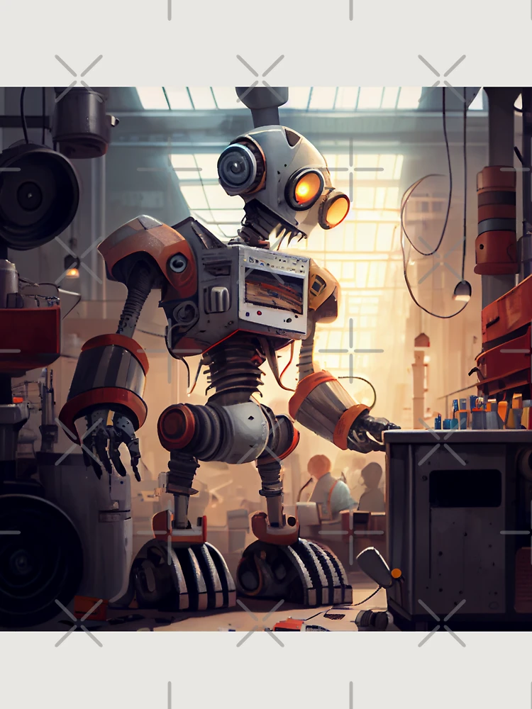 Thumbnail 6 von 6, Premium Oversized Pullover, Busy Factory Working on Giant Robot Digital Painting designt und verkauft von CodeAndColors.