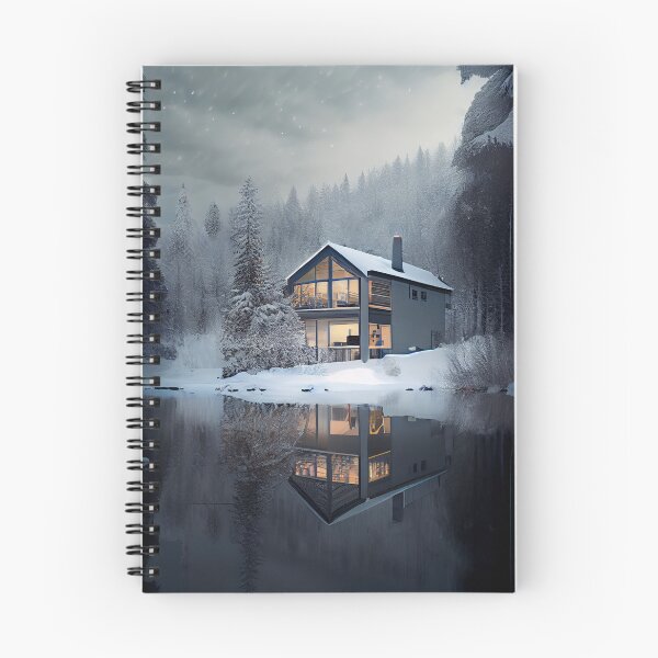 Artikelvorschau, Bright Cozy Winter Home Architecture Landscape Digital Painting entworfen und verkauft von CodeAndColors.