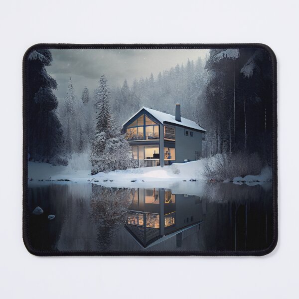 Item preview, Bright Cozy Winter Home Architecture Landscape Digital Painting designed and sold by CodeAndColors.