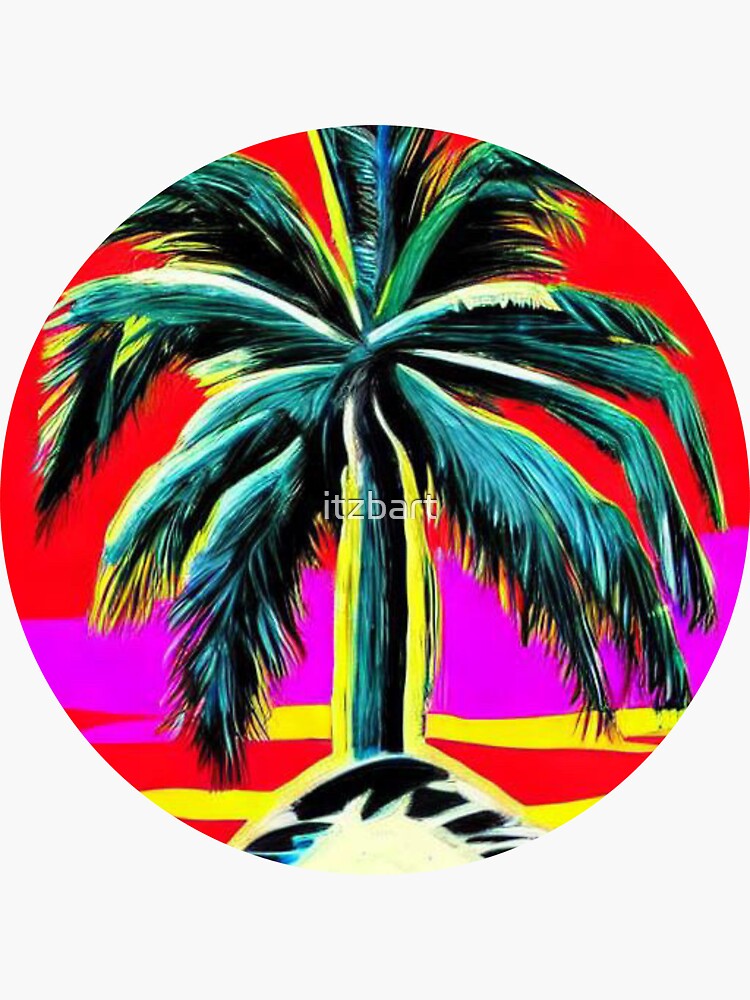 "AI Generated Palm Tree Hawaiian Artwork" Sticker for Sale by jeanmbart