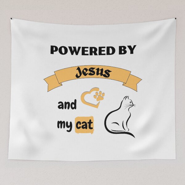 Item preview, Powered by Jesus and my cat designed and sold by Rubi16.