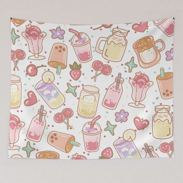 Item preview, Cute Doodled Drink Shop with Shakes, Caffee (colourful) designed and sold by Dorina Larsdotter.