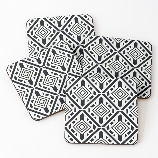 Item preview, Bright Black and White Tribal Aesthetic Pattern Digital Painting designed and sold by CodeAndColors.