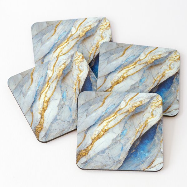 Item preview, Liquid Gem Soft Ice Gray And Blue And Gold Luxury Stone Paint Marble Texture designed and sold by MysticMarble.