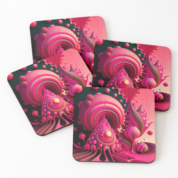 Item preview, Trippy Pink Abstract Alien World Digital Painting designed and sold by CodeAndColors.