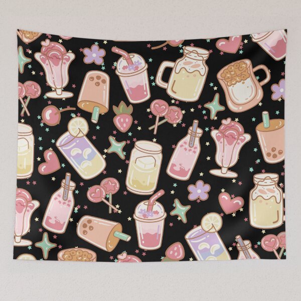 Item preview, Cute Doodled Drink Shop with Shakes, Caffee (black-colourful) designed and sold by Dorina Larsdotter.