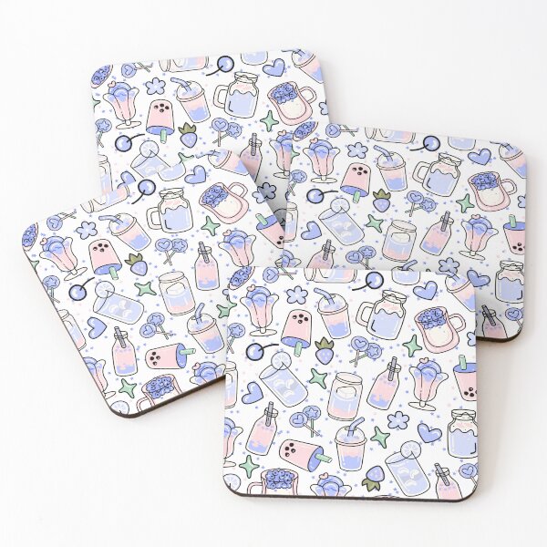Item preview, Cute Doodled Drink Shop with Shakes, Caffee (blue) designed and sold by Dorina Larsdotter.