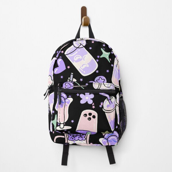 Item preview, Cute Doodled Drink Shop with Shakes, Caffee (black-purple) designed and sold by Dorina Larsdotter.