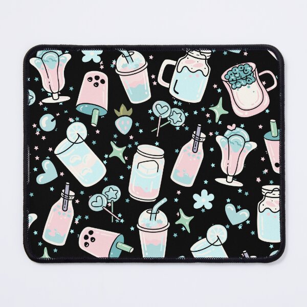 Item preview, Cute Doodled Drink Shop with Shakes, Caffee (black-turquoise) designed and sold by Dorina Larsdotter.