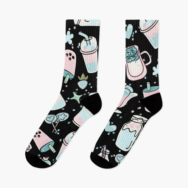 Item preview, Cute Doodled Drink Shop with Shakes, Caffee (black-turquoise) designed and sold by Dorina Larsdotter.