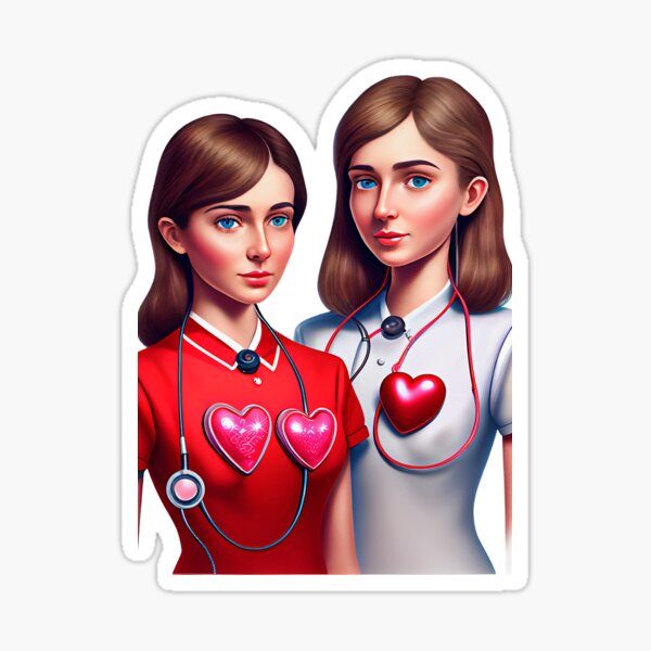 Girls Women Nurses Valentines Sticker