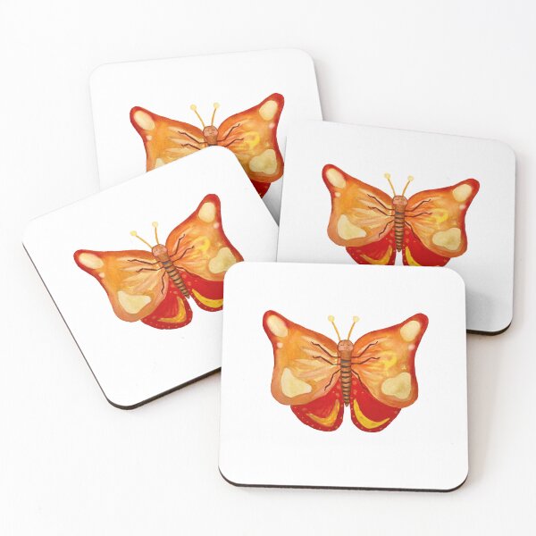 Item preview, Butterfly orange red a watercolor flat sketch  designed and sold by Yana Mustafina | Boho Soulful Designs.