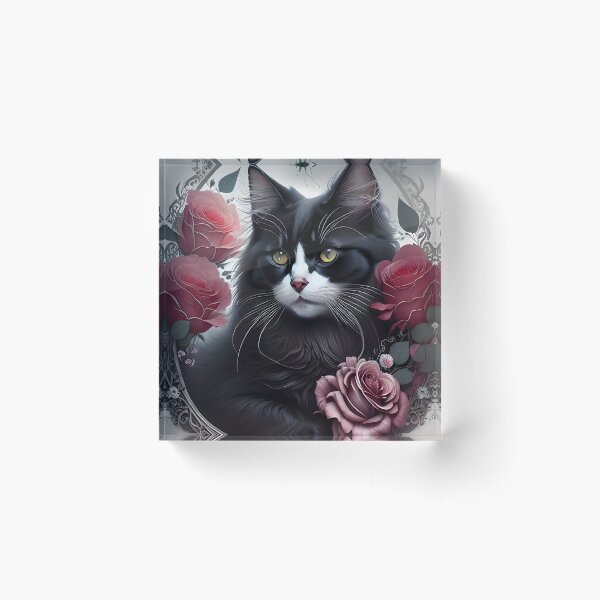 Item preview, Cat with Roses - Modern digital art designed and sold by Ai-michiart.