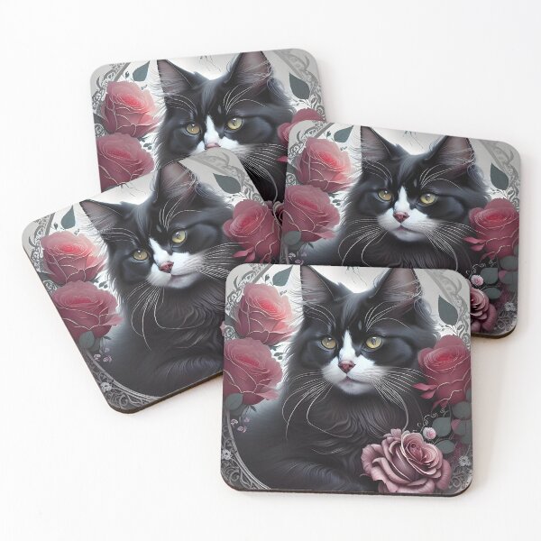 Item preview, Cat with Roses - Modern digital art designed and sold by Ai-michiart.