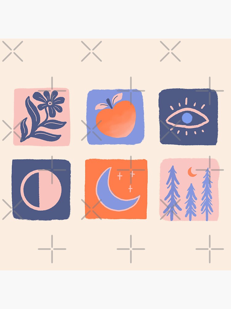 Boho Icons Peach & Moon by bloominglau