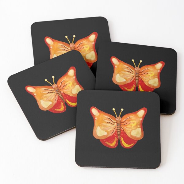 Artikelvorschau, Butterfly orange red a watercolor flat sketch black entworfen und verkauft von Yana Mustafina | Boho Soulful Designs.