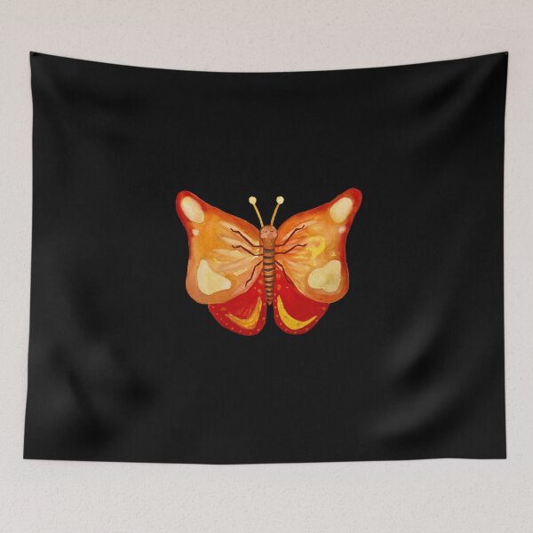 Item preview, Butterfly orange red a watercolor flat sketch black designed and sold by Yana Mustafina | Boho Soulful Designs.