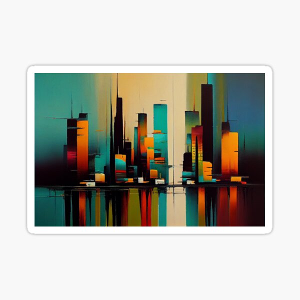 Cityscape- Modern Abstract #2 Sticker