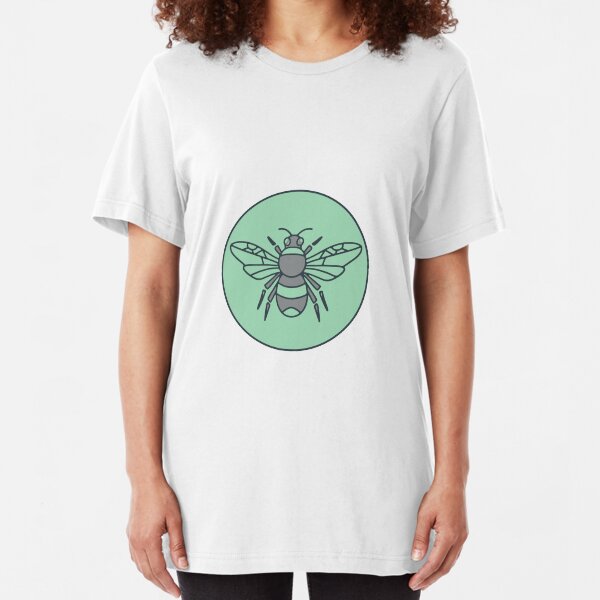 Bumble Bee Circle Mono Line Slim Fit T-Shirt