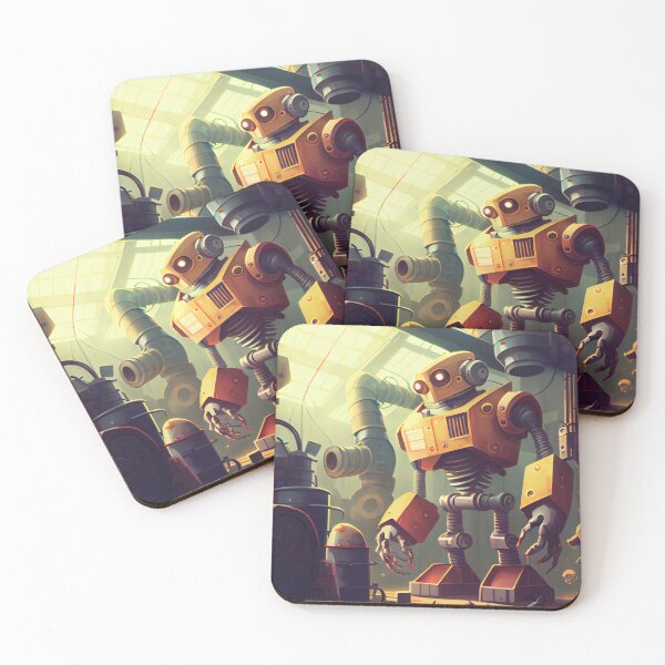 Item preview, Bright Happy Cartoon Robot in Factory Digital Painting designed and sold by CodeAndColors.