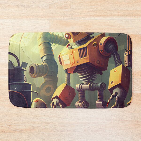 Item preview, Bright Happy Cartoon Robot in Factory Digital Painting designed and sold by CodeAndColors.