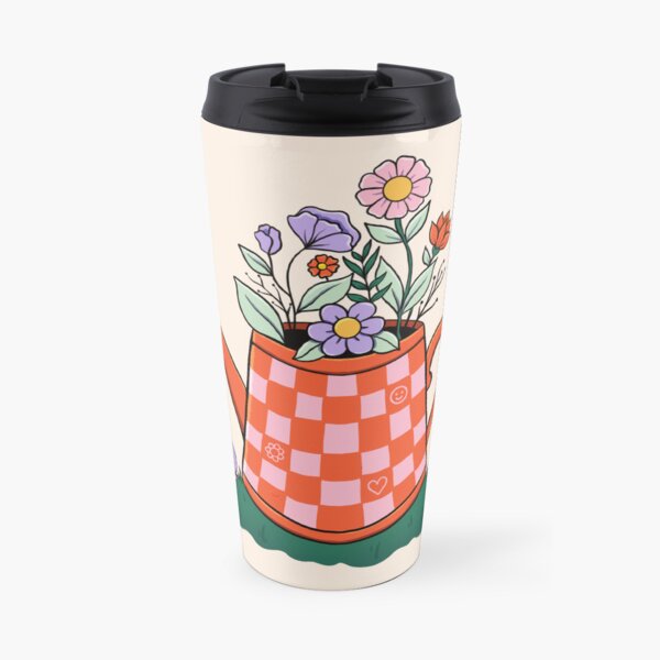 Watering Can Filled with Flowers Travel Coffee Mug