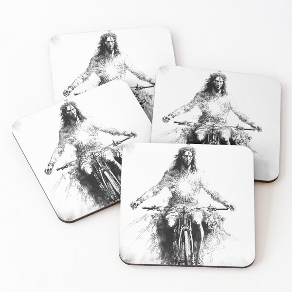 Item preview, Pedaling for Peace: A Cartoon Style Drawing Depicts Jesus Riding a Bicycle designed and sold by BotTastic.