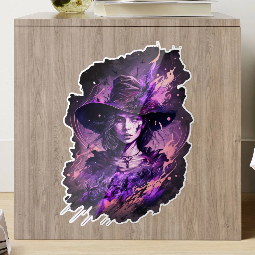 Lavender crystal witch vinyl sticker — Aria-Illustration