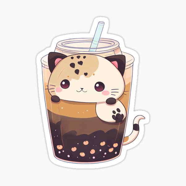 Item preview, Cat Boba Tea Bubble Tea Anime Kawaii designed and sold by PosterManiaRo.