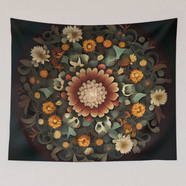 Item preview, Circular Floral Pattern Digital Painting designed and sold by CodeAndColors.