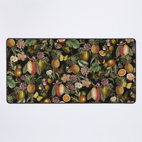 Item preview, Tropical Butterflies In A Flower And Fruit Jungle Botanical Garden- Vintage Pattern Black Botanical Night Garden Nightgarden designed and sold by UtArt.