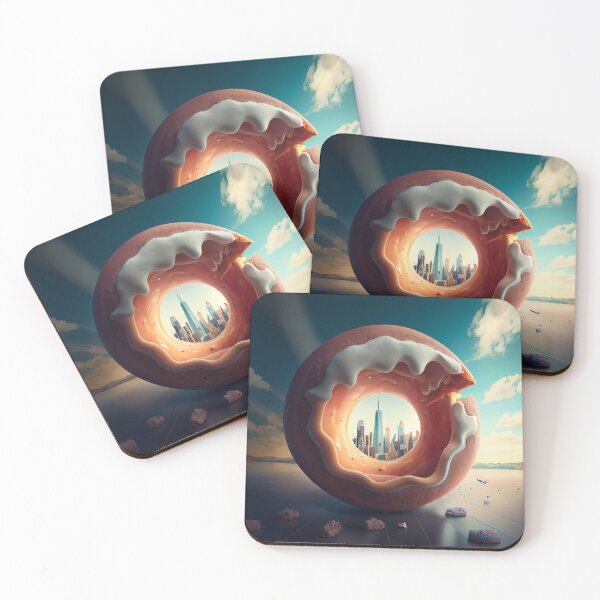 Item preview, Funny Giant Donut with a City Landscape Digital Painting designed and sold by CodeAndColors.
