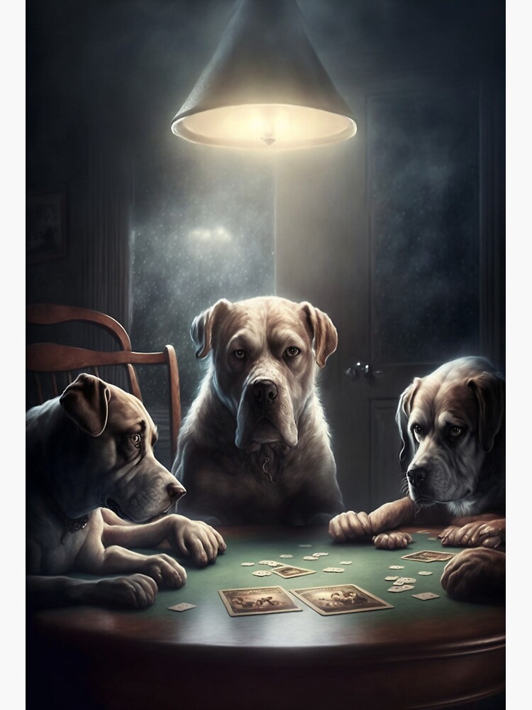 Impression rigide for Sale avec l'œuvre « chiens jouant au poker