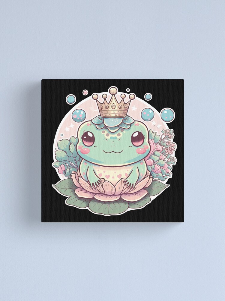 Cute Kawaii Frog with Flowers: Adorable Animal Illustration | Sticker