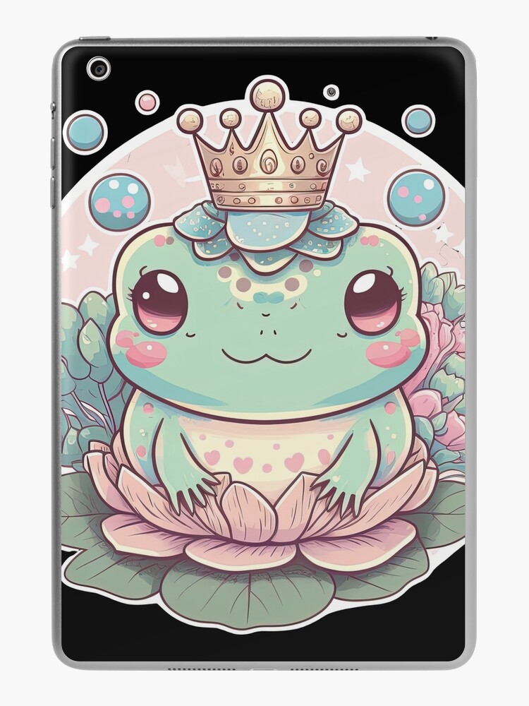 Cute Kawaii Frog with Flowers: Adorable Animal Illustration | Sticker