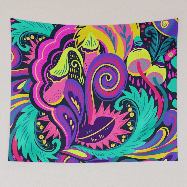 Item preview, Psychedelic Patterns Mushroom and Flowers designed and sold by Mindscyther.