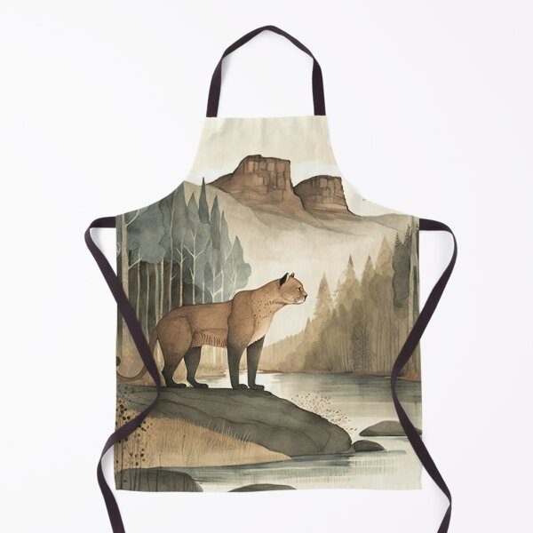 Item preview, León de montaña caprichoso en el bosque, impresión de pared, camiseta, arte simplista, animales del bosque, decoración de arte de pared de guardería, habitación de niños, pintura de paisaje, pintura de bosque, amigos del bosque designed and sold by CapCCreative.