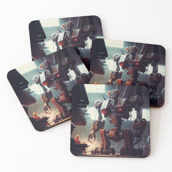 Item preview, Busy Worker Building Giant Robot Digital Painting designed and sold by CodeAndColors.