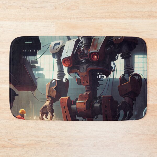 Item preview, Busy Worker Building Giant Robot Digital Painting designed and sold by CodeAndColors.