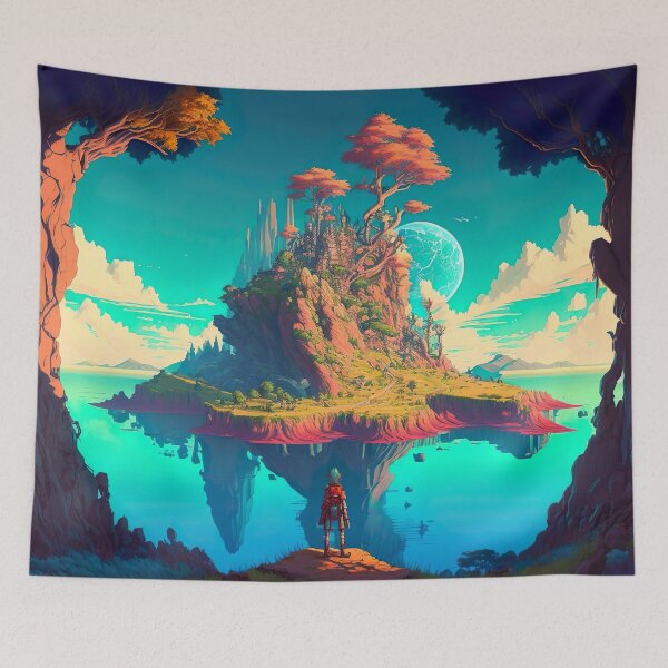 Item preview, Final Fantasy X Miyazaki Inspired Beautiful Landscape designed and sold by jojolescargot.
