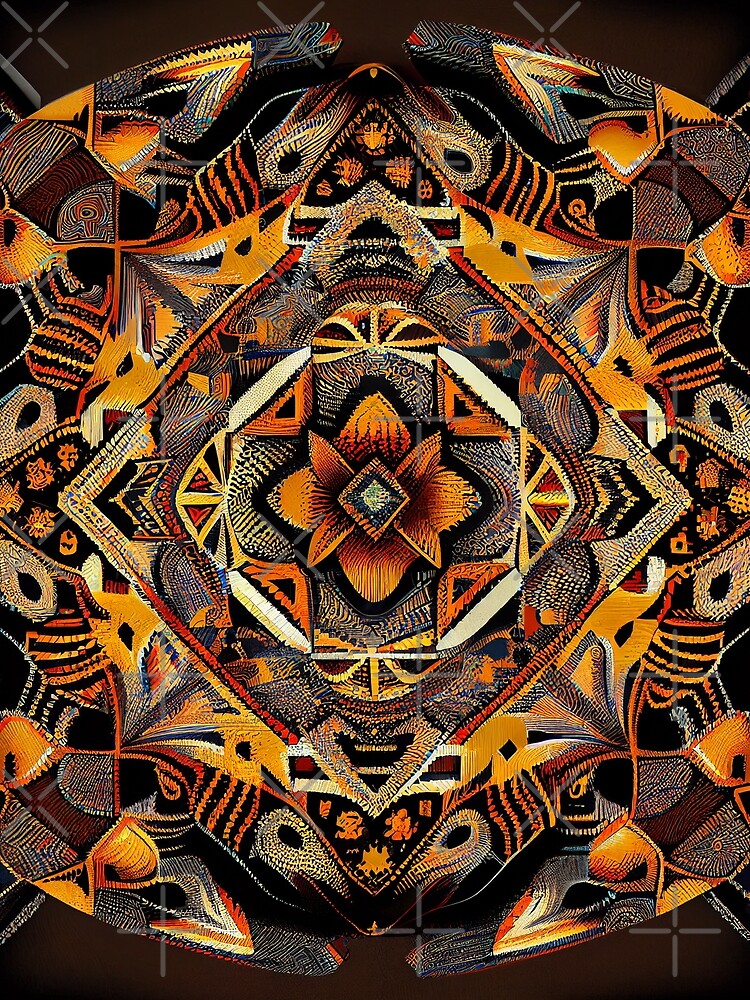 Thumbnail 3 von 3, Tuch, Symmetrical Impressionist African Pattern Digital Painting designt und verkauft von CodeAndColors.